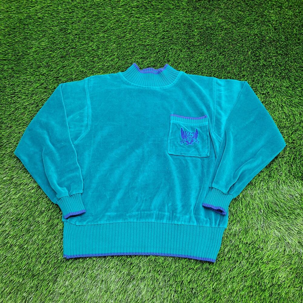 Vintage 90s Liz-Sports Velour Sweatshirt Womens Small 20x21